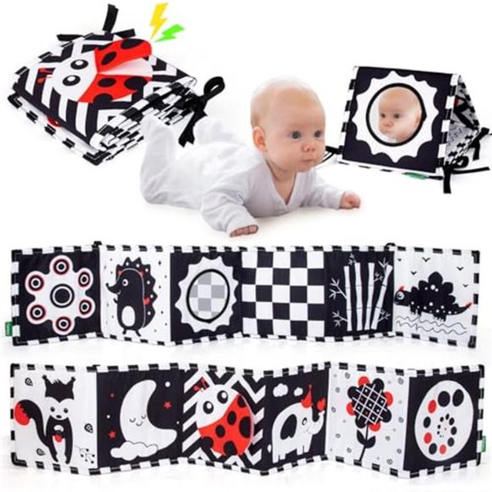 High Contrast Baby Tummy Time Book Sensory Toy Newborn Visual Stimulation